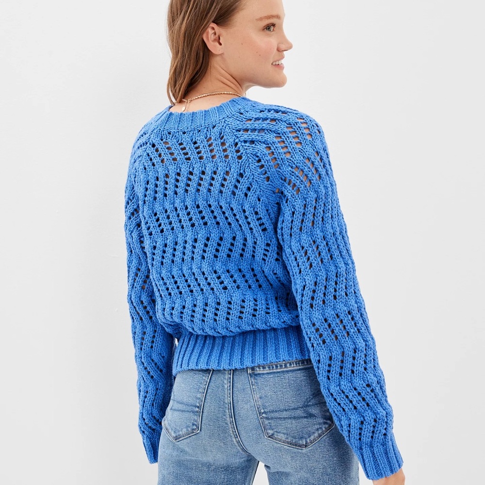 American Eagle Cobalt Open-knit Sweater - Picture 2 of 7
